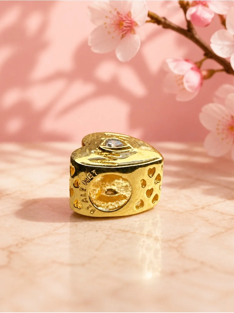Pandora Gold Heart Charm with Clear Crystal new with out tag